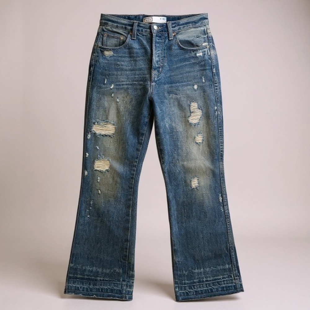 AYR STYX High Rise Distressed Straight Leg Jeans